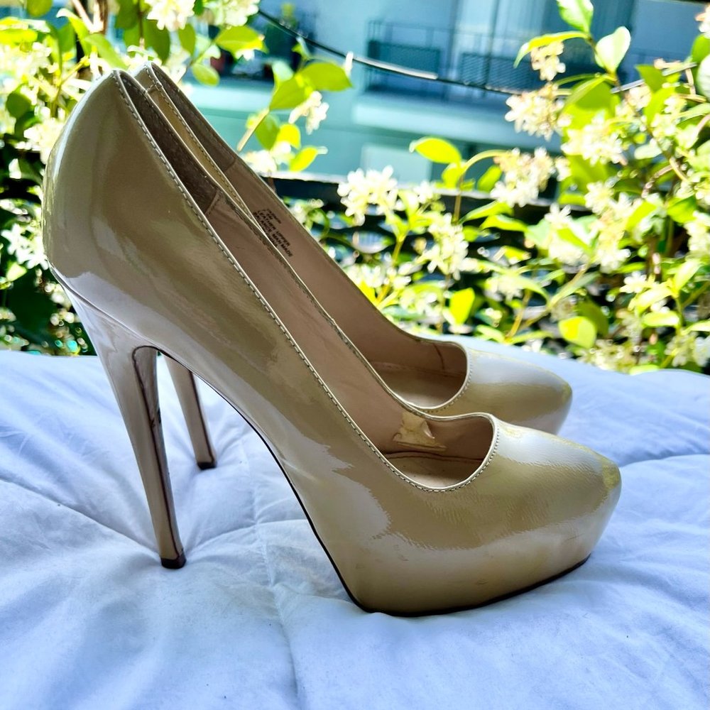 Beige Steve Madden Stiletto Platform Pumps